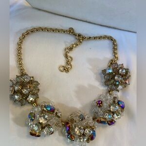 J. Crew Cluster of Crystals and Stones Statement Necklace Ice Bling